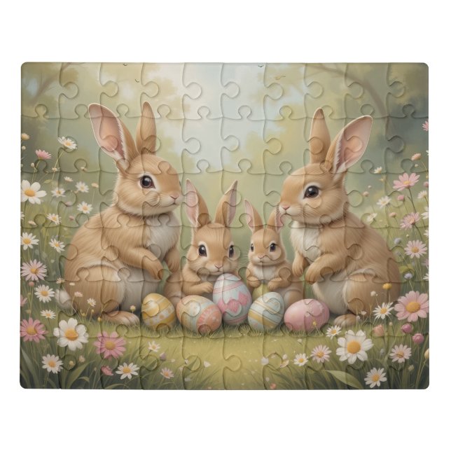 Adorable Easter Bunnies in Meadow Spring Animal  Jigsaw Puzzle (Puzzle Horizontal)