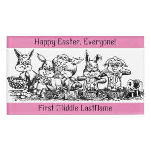 Adorable Easter Bunnies Large Rectangle Name Tag