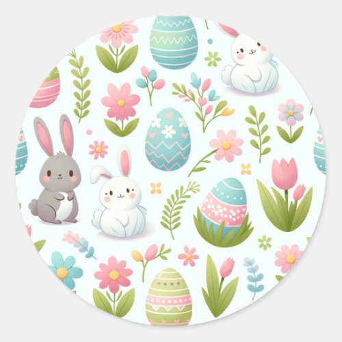 Adorable Easter Bunny  Egg Stickers