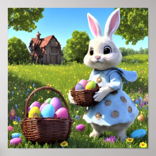 Adorable Easter Bunny In A Dress  Poster