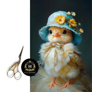 Adorable Easter Chick in Floral Hat Decoupage Tissue Paper