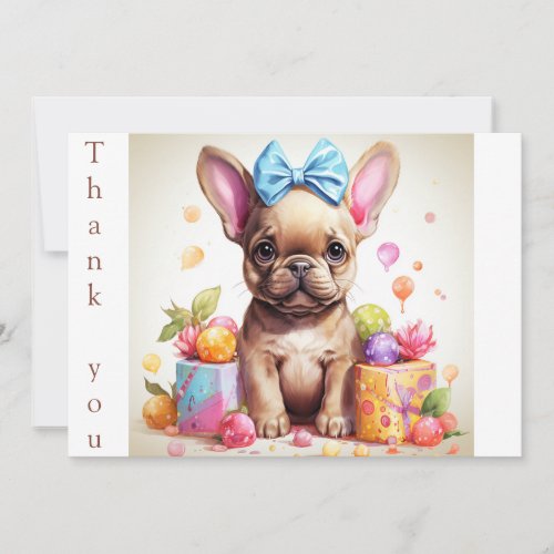 Adorable Easter French Bulldog Thank You Card