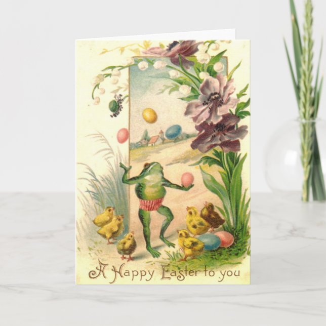 Adorable Easter Frog Holiday Card (Front)