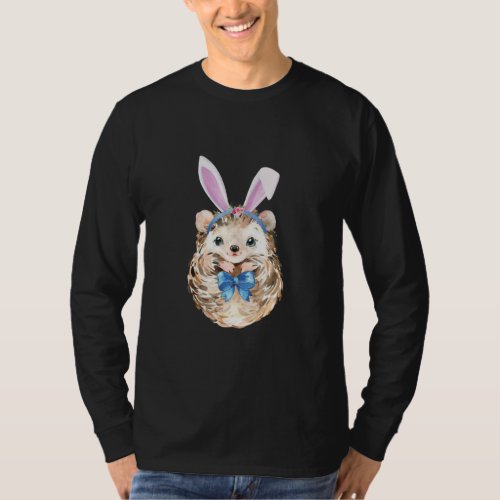 Adorable Easter Hedgehog Bunny Ears Hedgehog Bow T T_Shirt