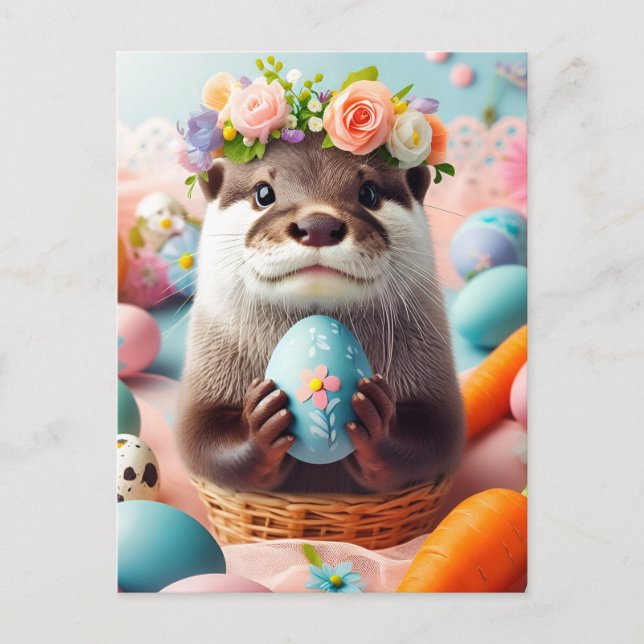 Adorable Easter Otter Postcard (Front)