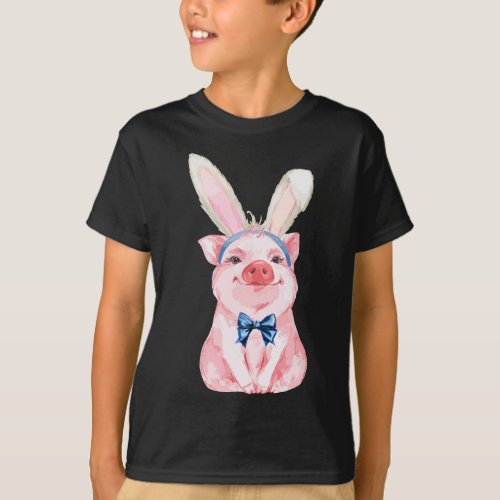 Adorable Easter Pig with Easter Bunny Ears _ Easte T_Shirt