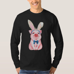Adorable Easter Pig With Easter Bunny Ears Easter  T-Shirt