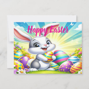 Adorable Easter Postcard with Bunny