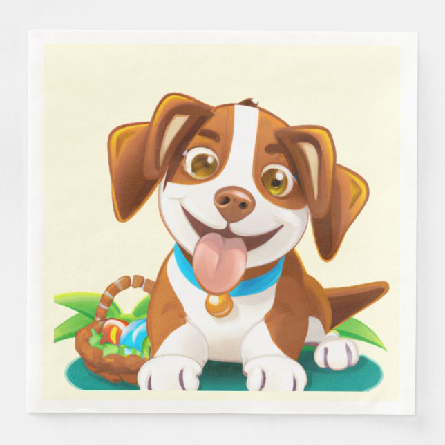 Adorable Easter Pup  Paper Dinner Napkins (Front)