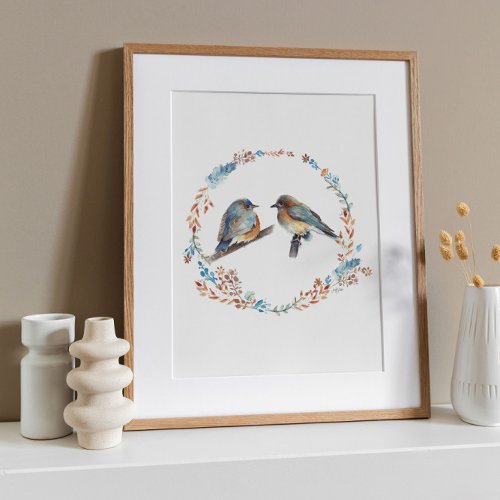 Adorable Eastern Bluebird Couple Art Print