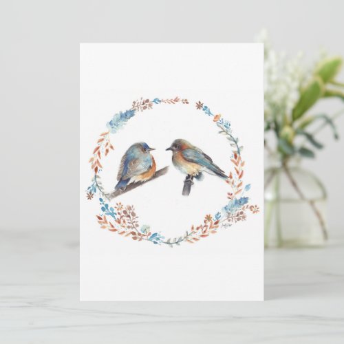 Adorable Eastern Bluebird Couple Happy Birthday