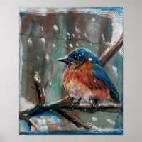 Adorable Eastern Bluebird Winter Art Print