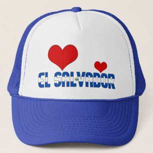 Adorable El Salvador Flag Hearts Patriotic Trucker Hat