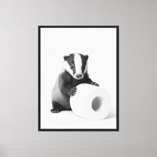 Adorable Elegant Art Baby Badger With Toilet Paper Canvas Print