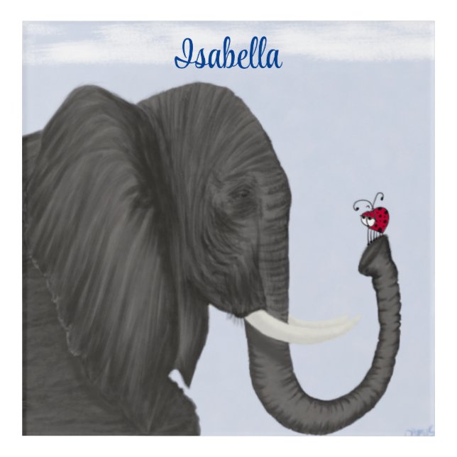 Adorable Elephant and Cute Ladybug Acrylic Print (Front)