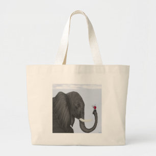 Adorable Elephant and Cute Ladybug Large Tote Bag
