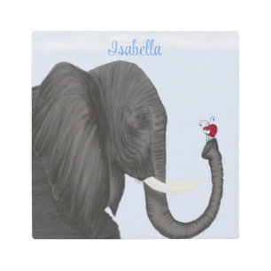 Adorable Elephant and Cute Ladybug Metal Print