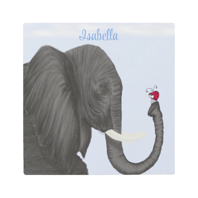 Adorable Elephant and Cute Ladybug Metal Print (Front)