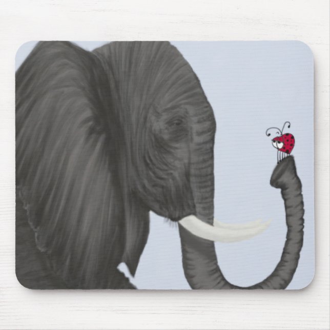 Adorable Elephant and Cute Ladybug Mouse Pad (Front)