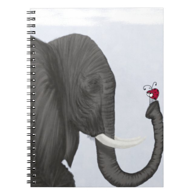 Adorable Elephant and Cute Ladybug Notebook (Front)