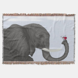 Adorable Elephant and Cute Ladybug Throw Blanket