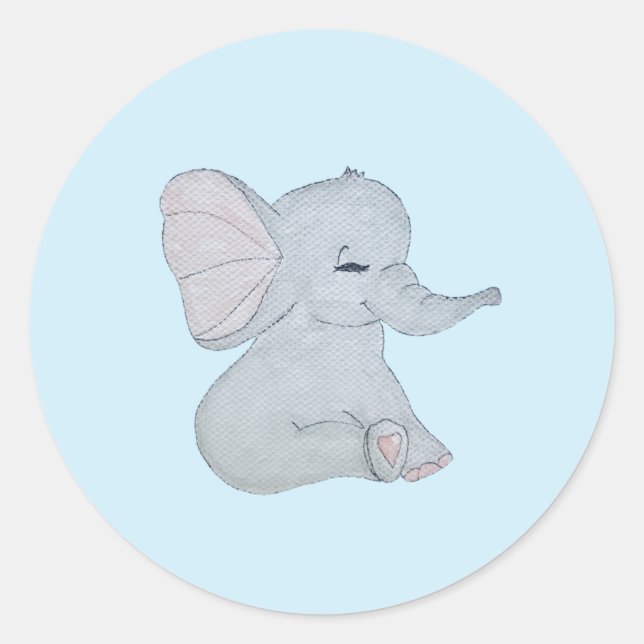 Adorable elephant baby shower stickers (Front)