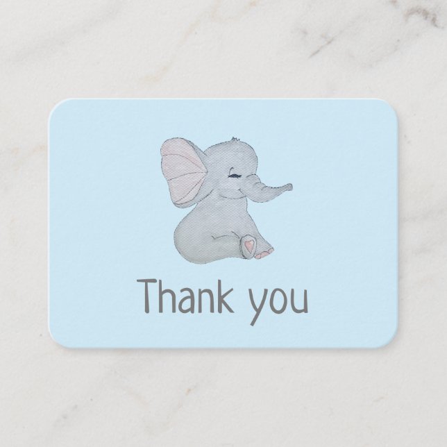 Adorable elephant baby shower thank you card (Front)