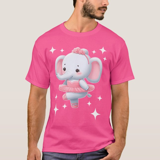Adorable Elephant Ballerina Dancing Art T-Shirt (Front)