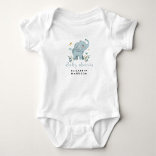 Adorable Elephant Blue Baby Boy Shower Bodysuit