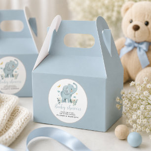 Adorable Elephant Blue Baby Boy Shower Favor Boxes