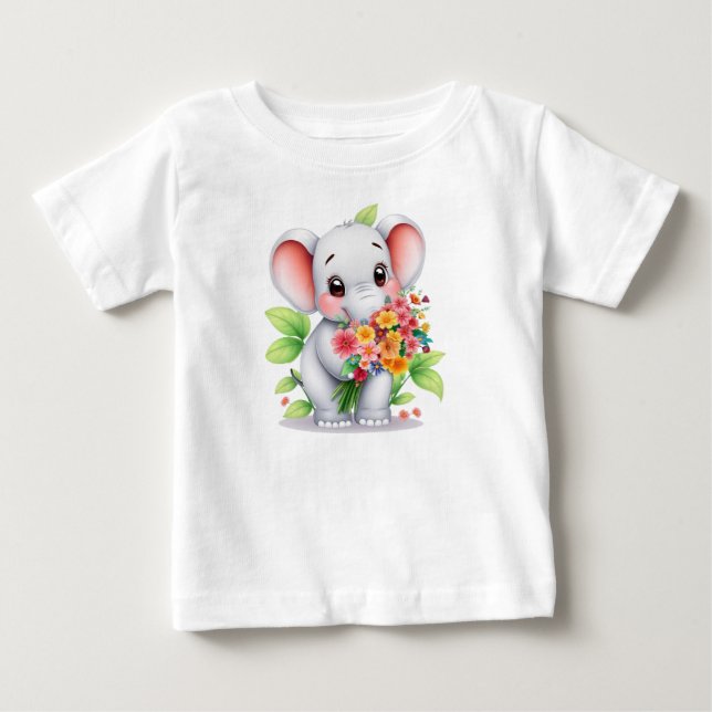Adorable Elephant Bouquet Baby & Kids T-Shirt (Front)