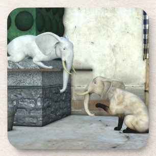 Adorable Elephant Cats Beverage Coaster