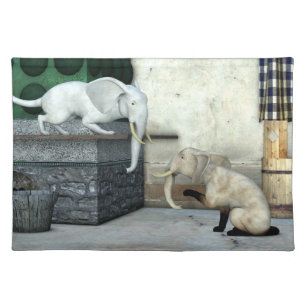 Adorable Elephant Cats Cloth Placemat