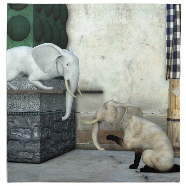 Adorable Elephant Cats Napkin (Front)