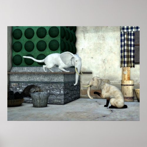 Adorable Elephant Cats Poster