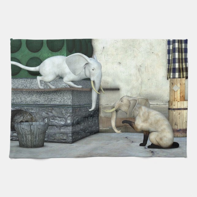 Adorable Elephant Cats Towel (Horizontal)