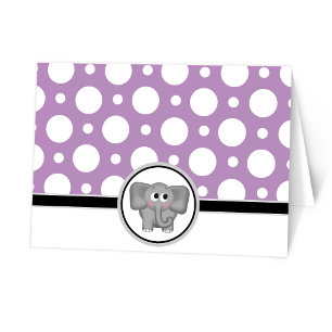Adorable Elephant custom Purple Polka Dot Card