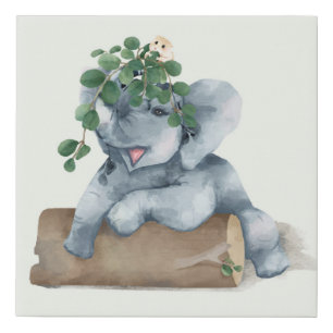 Adorable Elephant Faux Canvas Print