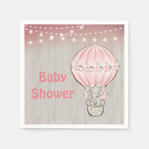Adorable Elephant Hot Air Balloon Baby Shower  Napkins