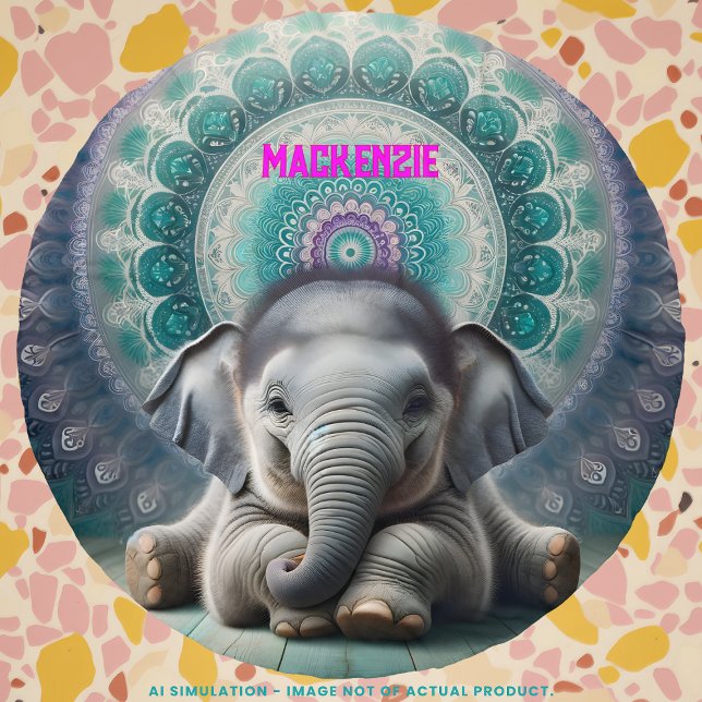 Adorable Elephant in front of a Mandala Background Beach Towel (Creator Uploaded)