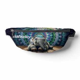 Adorable Elephant in front of a Mandala Background Fanny Pack