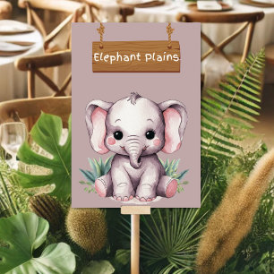 Adorable Elephant Plains Jungle Safari Table Sign Number