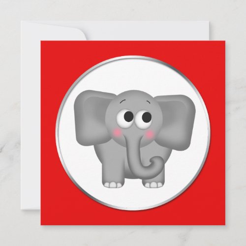 Adorable Elephant _ Red Baby Shower Invitations