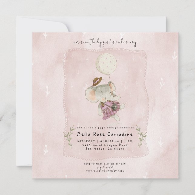 Adorable Elephant Rustic Boho Baby Shower Save The Date (Front)