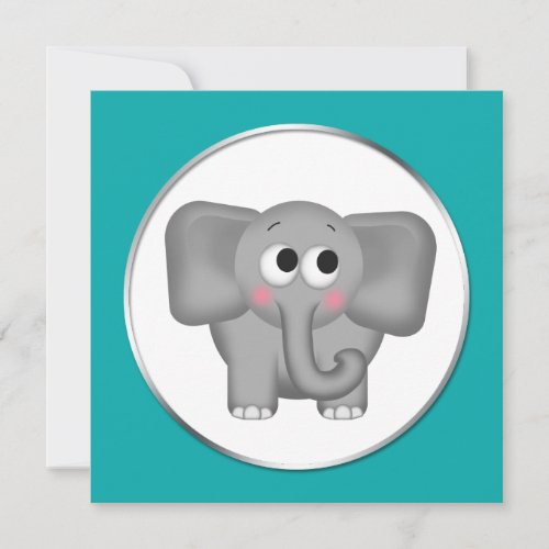 Adorable Elephant _ Teal Baby Shower Invitations