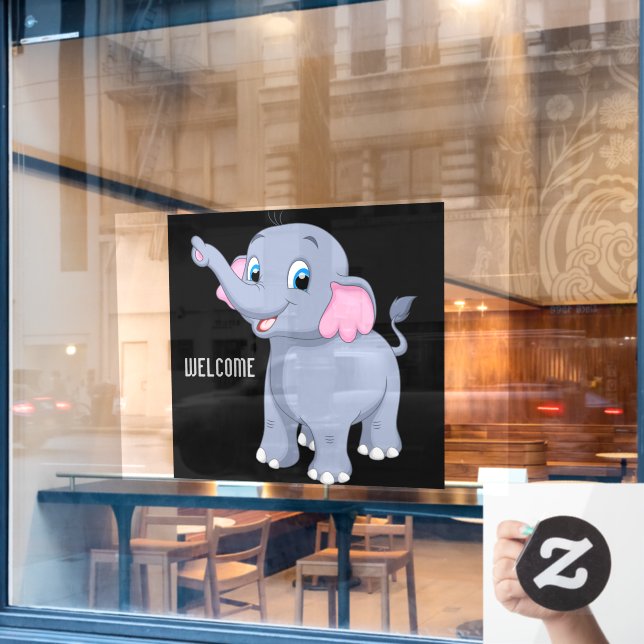 Adorable Elephant warm and inviting Board Image  Window Cling (Cafe Window)