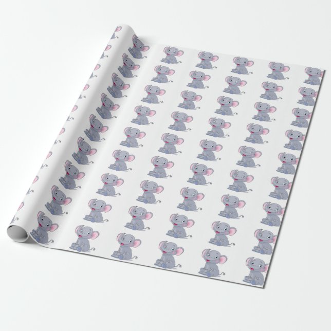 Adorable Elephant Wrapping paper (Unrolled)