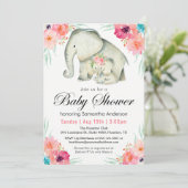 Adorable Elephants Girl Baby Shower Invitation (Standing Front)