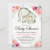Adorable Elephants Girl Baby Shower Invitation (Front)