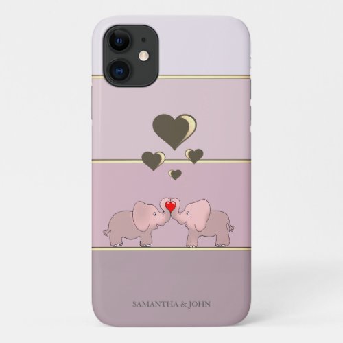 Adorable Elephants In Love iPhone 11 Case